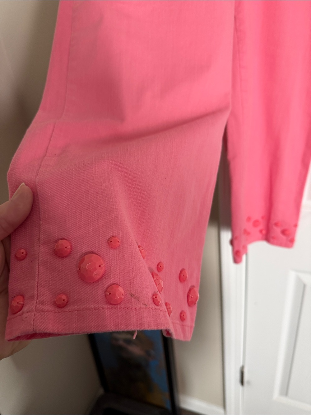Ruby Rd. Pink Denim Jacket & Cropped Pants Set - Picture 6 of 11